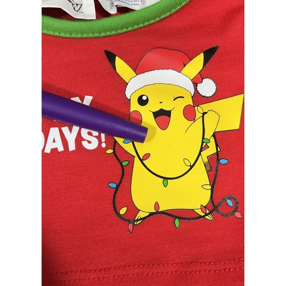 Build A Bear Workshop Stuffed Animal T Shirt! Happy Holidays Pikachu Pokémon Red - Picture 2 of 8
